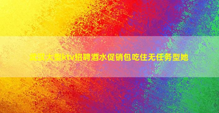 武汉大型ktv招聘酒水促销包吃住无任务型她